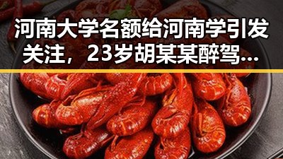 河南大学名额给河南学引发关注，23岁胡某某醉驾致2名环卫工人身亡事件引反差