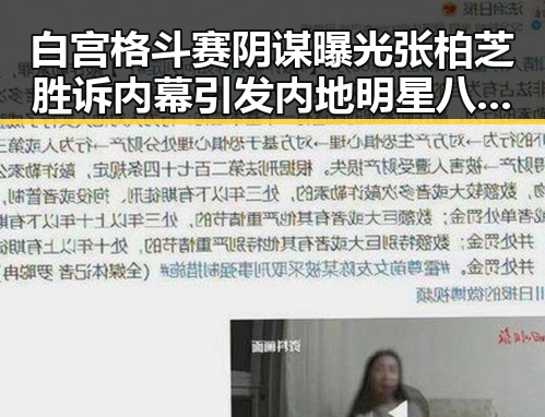 白宫格斗赛阴谋曝光张柏芝胜诉内幕引发内地明星八卦大震动