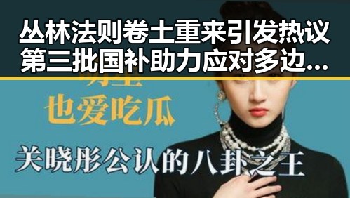 丛林法则卷土重来引发热议 第三批国补助力应对多边主义失灵
